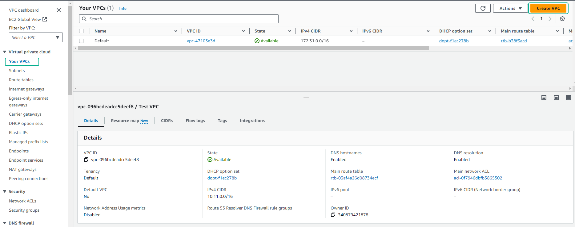 Create VPC