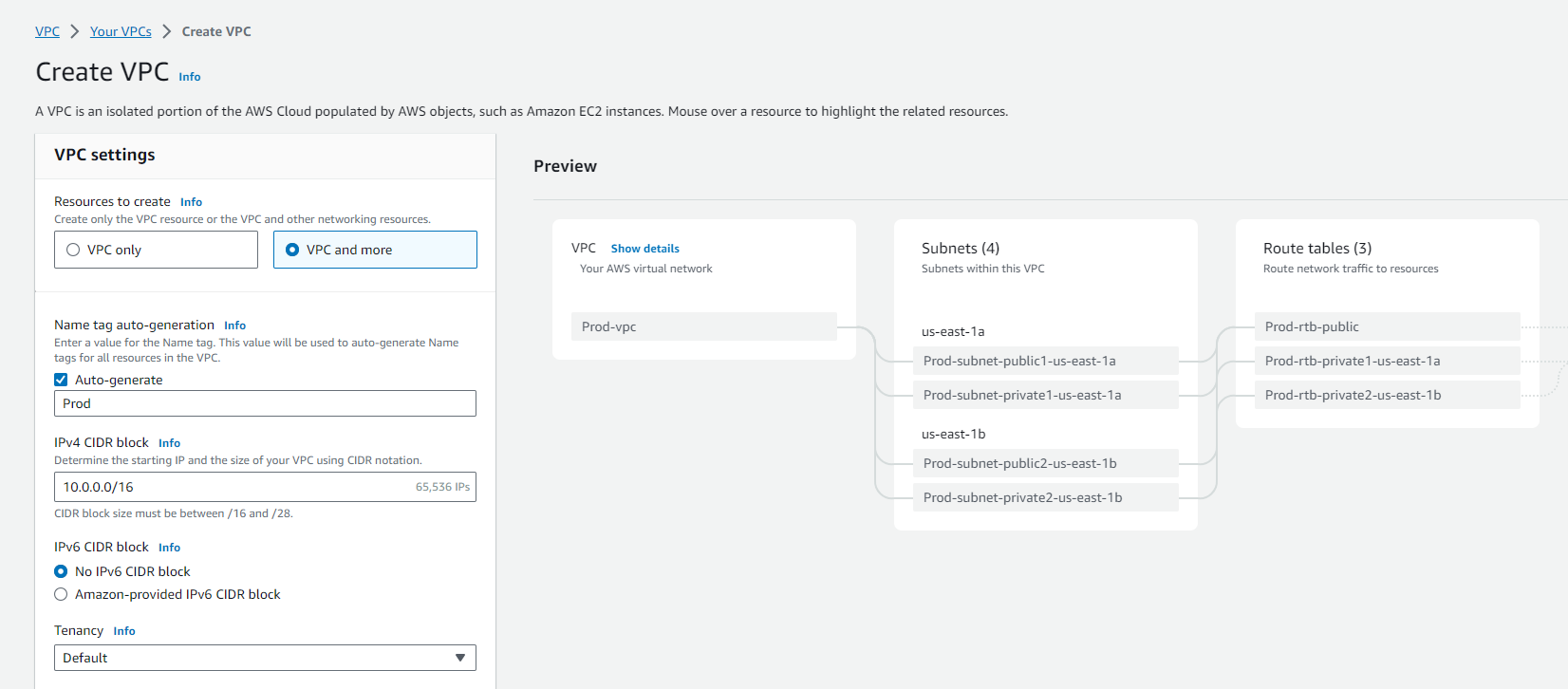 Create VPC
